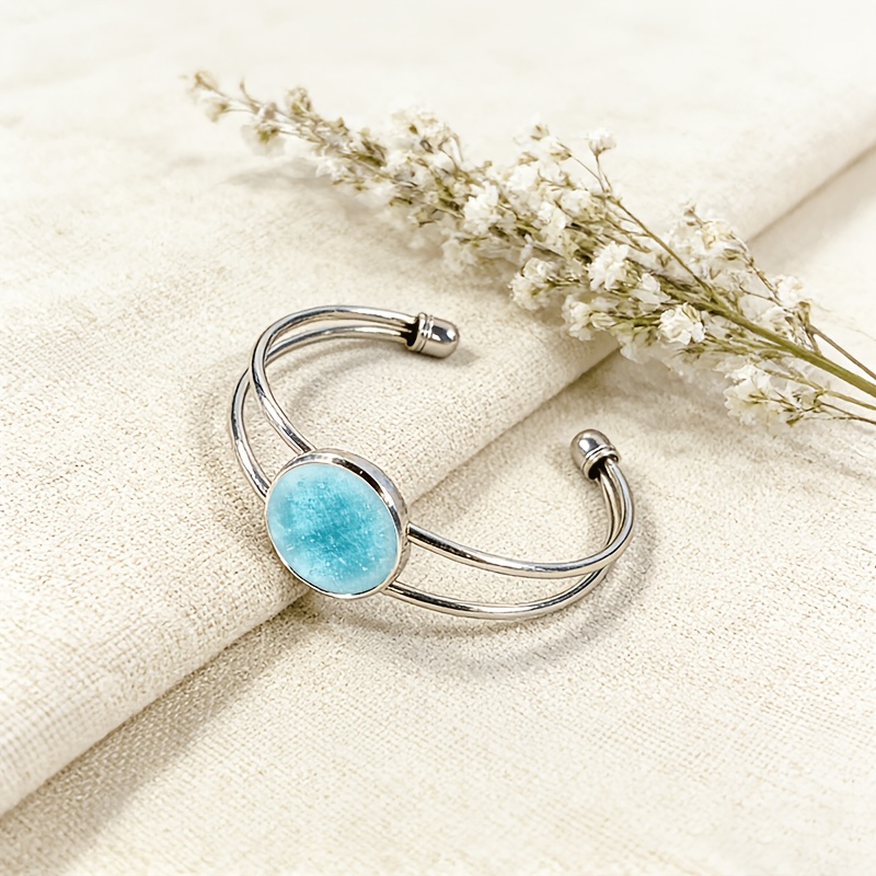Women's Intricate Blue Circular Pattern Adjustable Open Bangle